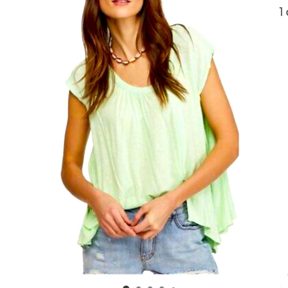NWT Free People Womens Queen Green Keep It Casual Relaxed Boho Tee Top